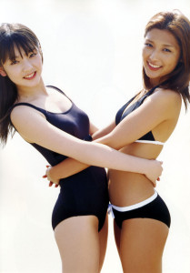 These girls are just good friends, happy to be in the swimming club together,